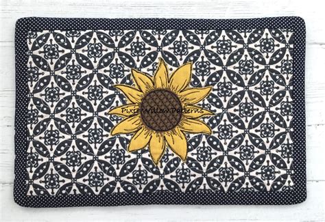 Ith Sunflower Placemat Machine Embroidery Design For 8×12