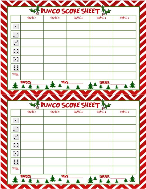 Free Bunco Printable Score Sheets Printable World Holiday