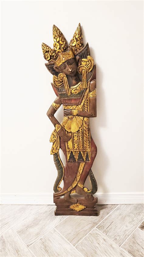 Handmade Bali Goddess Carved Wood Bali Wall Sculpture Art Etsy
