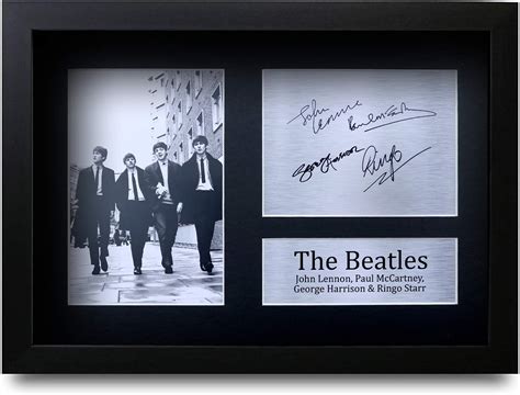 Hwc Trading Framed The Beatles Signed A4 Printed Autograph John Lennon