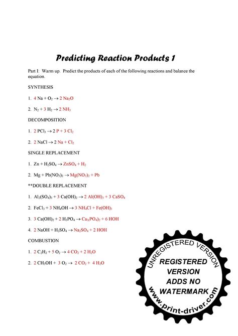 Chemistry 11 Answer Key Predicting Products Of Chemical — Db