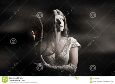 Spooky Gothic Girl In Haunted Horror House Stock Photo Image Of