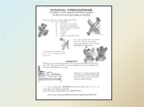 Sternal Precautions Handout Physical Therapist Assistant Patient Education Occupational Therapy
