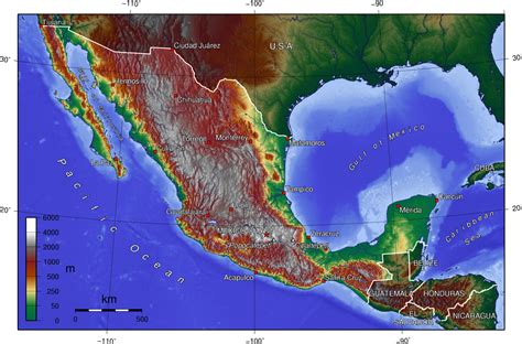 Landkarte Mexiko Topographische Karte Karten Und
