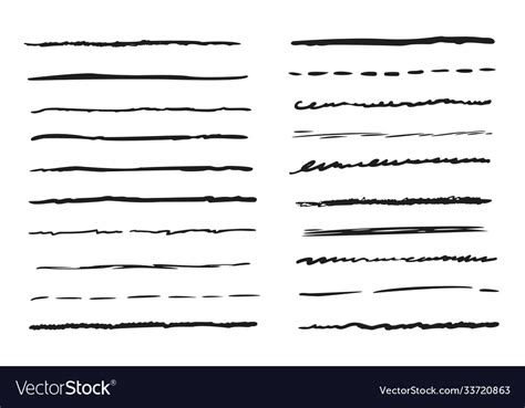 Hand Drawn Doodle Underline Border Isolated Set Vector Image