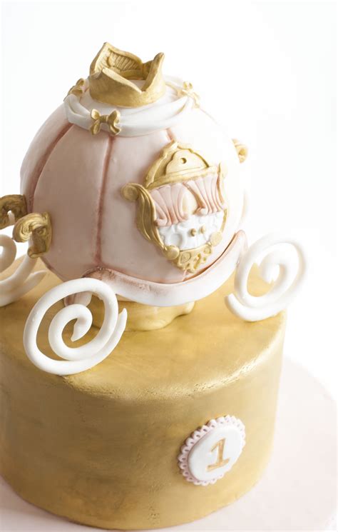 Princess Pink And Gold Carriage 1st Birthday Cake