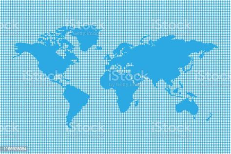 World Map Blue Background With White Circles Stock Illustration
