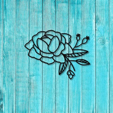 Rose Flower Wall Art Flower Metal Wall Art Modern Flower Art Floral