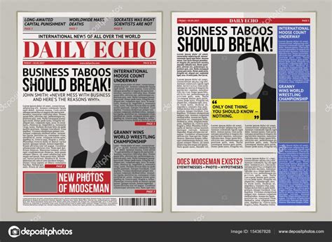 Download a free preview or high quality adobe illustrator ai, eps. Tabloid layout | Vector daily newspaper template, tabloid ...