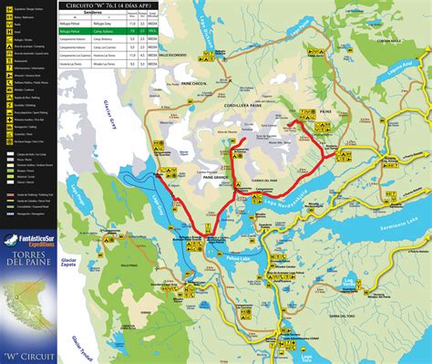 Torres Del Paine Trekking Map Wanderfreunde Hainsacker