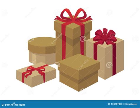 T Boxes Of Different Shapes And Colors Set Vector Stock Vector