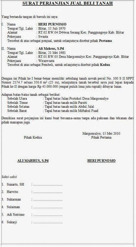 Manfaat surat jual beli tanah ini bukan hanya dapat melindungi kamu sebagai pembeli dari kecurangan saja,tapi juga bertindak sebagai penjual. Contoh Surat Perjanjian Jual Beli Tanah | Kata Kata Gokil ...