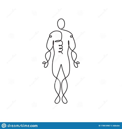 Human Portrait One Line Drawing Body Anatomy Hand Drawn Minimalism