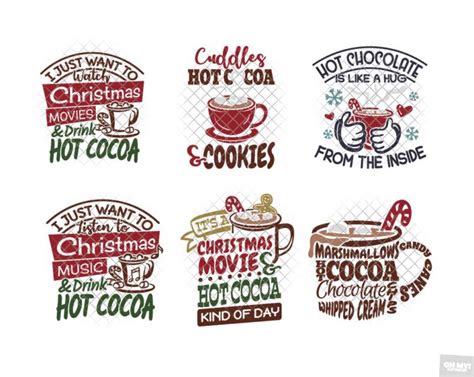 Hot Chocolate SVG Cocoa Bar Christmas Bundle with PNG, DXF, EPS