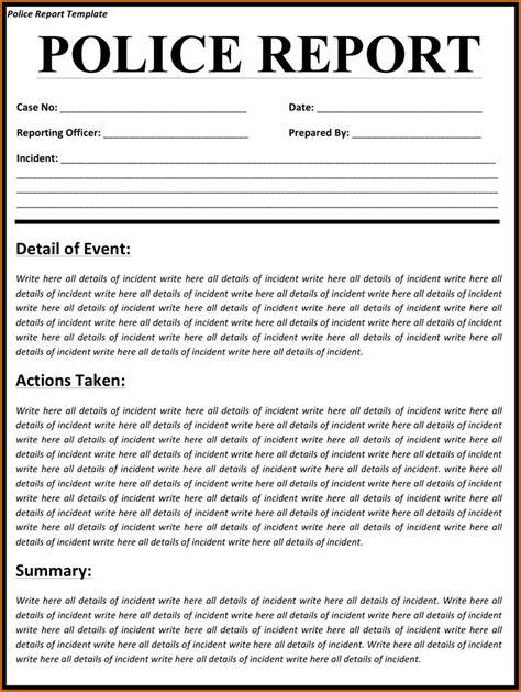 Police Report Template Business Mentor