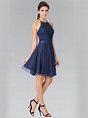 Halter A-Line Cocktail Dress with Embroidery | Sung Boutique L.A. | Satin