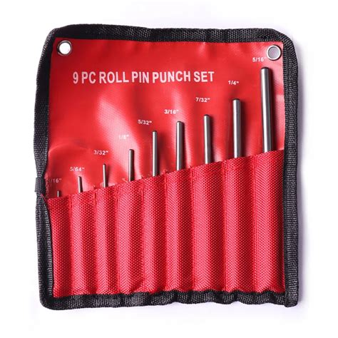 9 Piece Round Punch Roll Pin Punch Kit 116 564 332 18 532 316 7