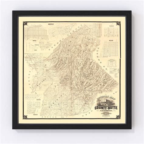 Vintage Map Of Butte County California 1877 By Teds Vintage Art