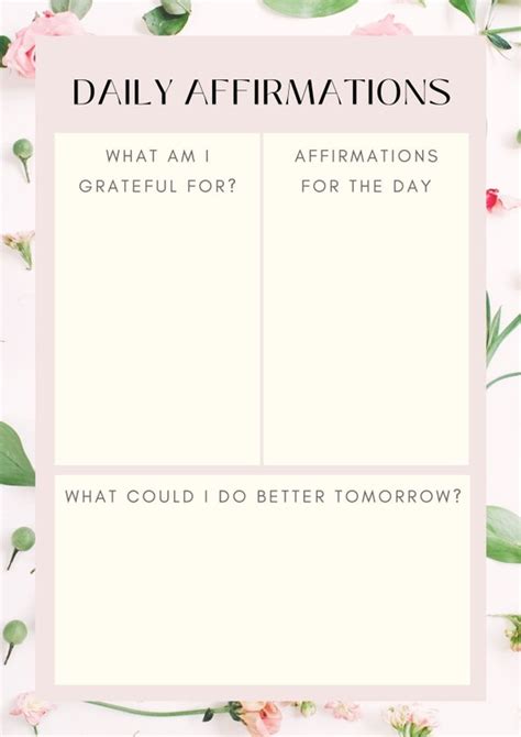 Printable Affirmations Editable Template Affirmation Etsy