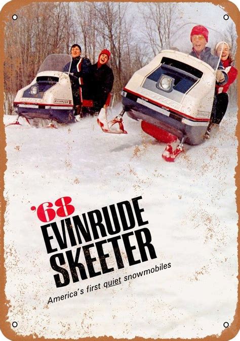 1968 Evinrude Skeeter Snowmobiles Vintage Look Metal Sign In 2020