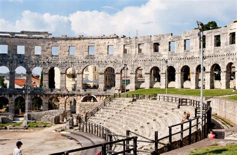 Roman Amphitheater View Of The Arena Colosseum In Pula Croatia