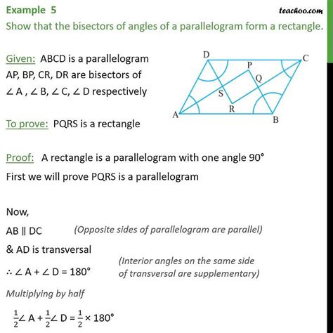 Example 5 Show That Bisectors Of Angles Of Parallelogram