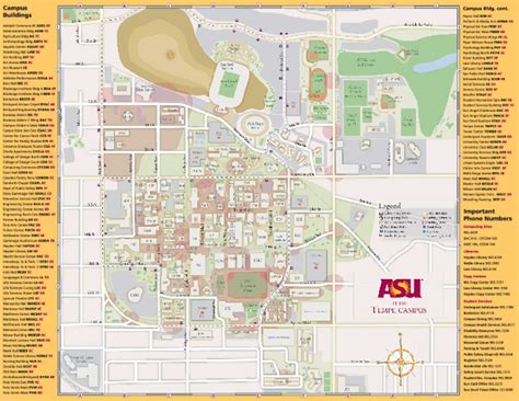 Asu Tempe Campus Map Map Of The Usa With State Names