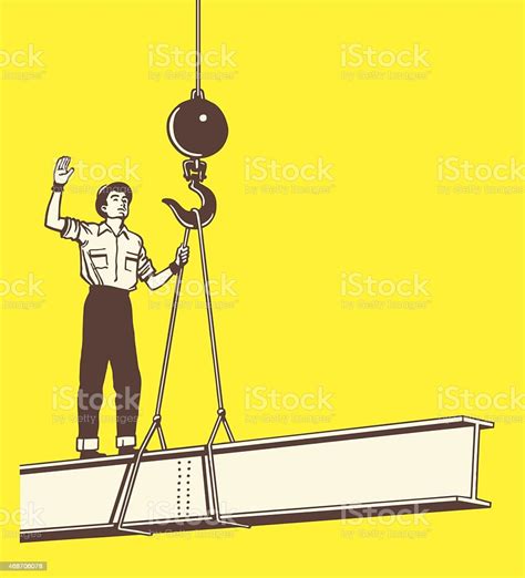 Worker On Ibeam Stock Illustration Download Image Now Construction