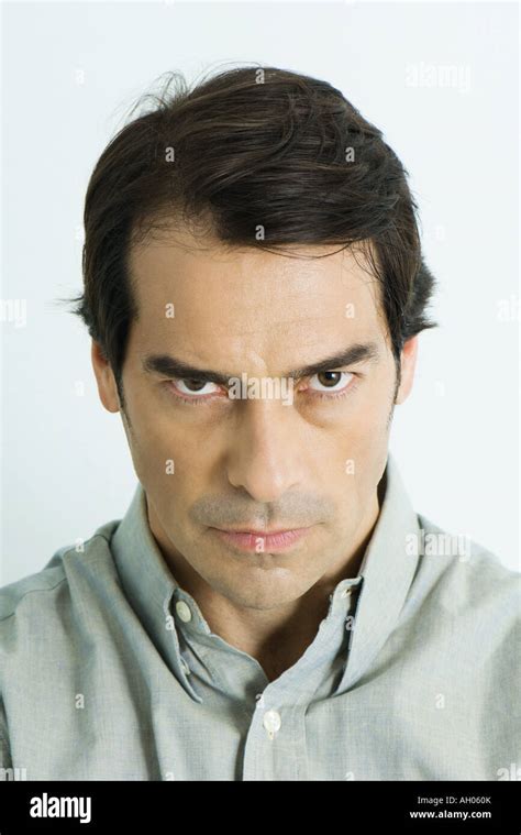 Man Glaring At Camera Portrait Stock Photo Alamy