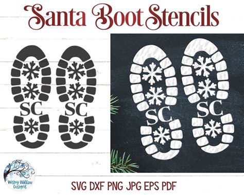 Santa Claus Boot Print Stencils Svg Santa Claus Boot Svg Etsy