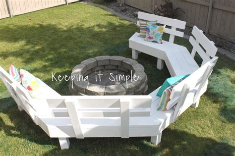 Fancy brick firepit with benches. DIY Fire Pit Bench with Step by Step Insructions • Keeping it Simple