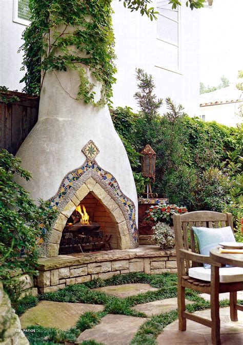Spanish Style Stucco Fireplace Backyard Fireplace Outdoor Fireplace