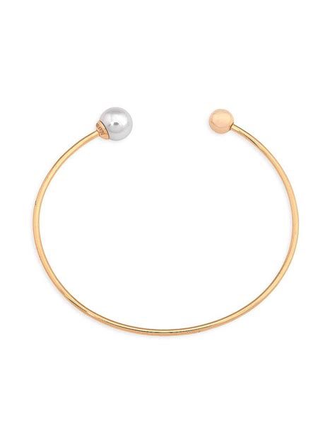Majorica Womens Aura 18k Gold Plated And 8mm Faux Pearl Flexible