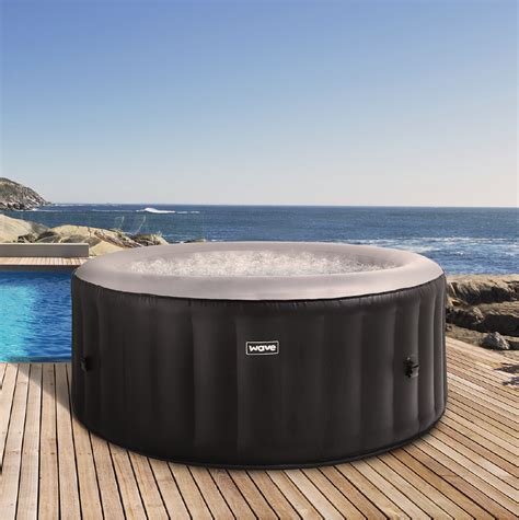 Atlantic 4 Person Round Inflatable Hot Tub In Black Wave Spas