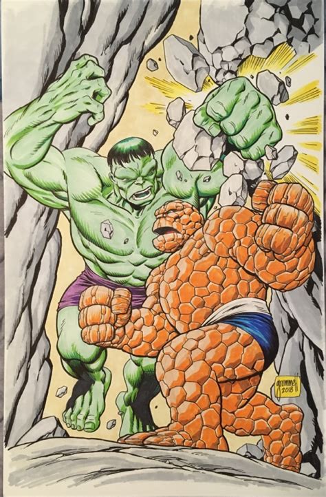 hulk vs thing by tom grummett comic art drawing superheroes marvel comics superheroes marvel