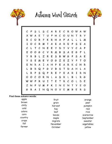 Printable Fall Word Search Puzzles 101 Activity