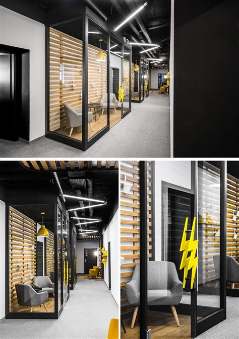 This New Office Interior Uses Wood And Black Frames To