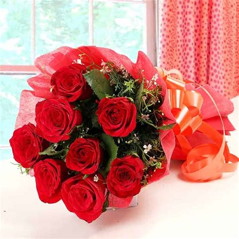 Beautiful Flowers 8 Red Roses Bouquet Buy Rose Flowers Bouquet Online