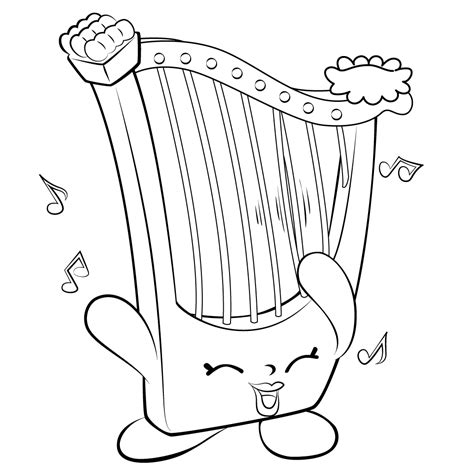 a cartoon character playing the harp with music notes