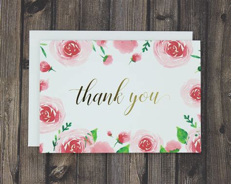 Gold Foil Thank You Card Pack Thank You Notes Pink Etsy Foil