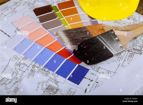 Paint Color Chart Sample Swatches Paint Brush Stock Photo Alamy