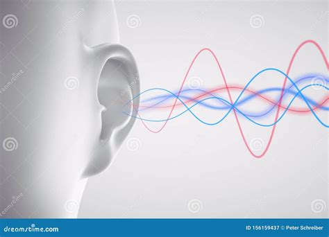 Human Ear With Sound Waves 3d Illustration Stock Illustration