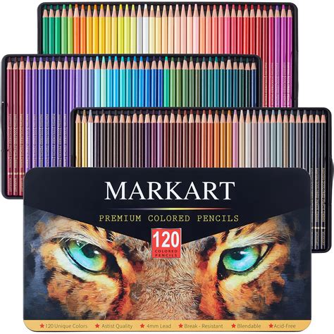 buy markart 120 colored pencils set for adult coloring book sketch shading blending crafting