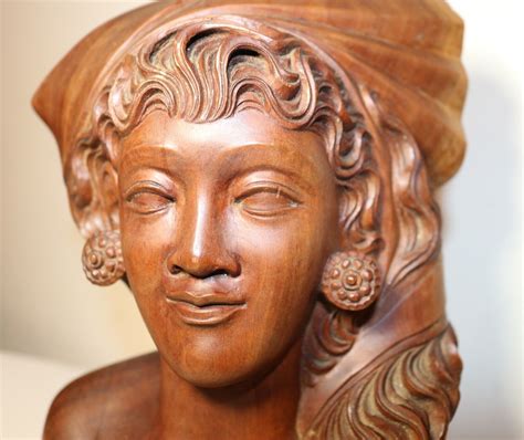 Antique Carved Balinese Indonesian Bali Nude Lady Bust Wood Carving Sculpture Ebay