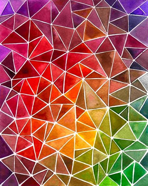 Watercolor Triangles Triangle Art Geometric Art Abstract