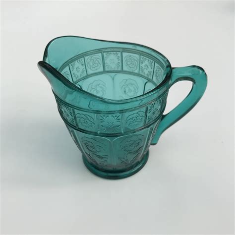 Jeannette Depression Glass Doric And Pansy Ultramarine Teal Etsy Uk