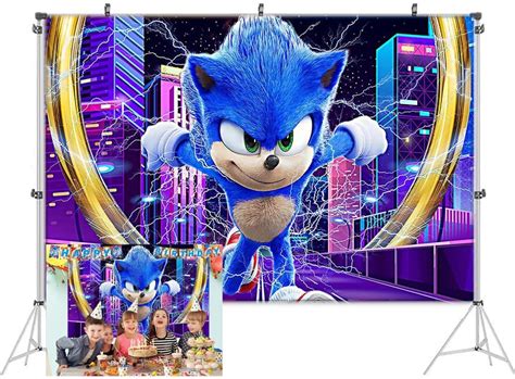 Buy Sonic The Hedgehog Night Super City View Backdrops 5x3ft Cartoon