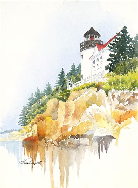 Bass Harbor Head Lighthouse Painting By Willa Campbell Fine Art America