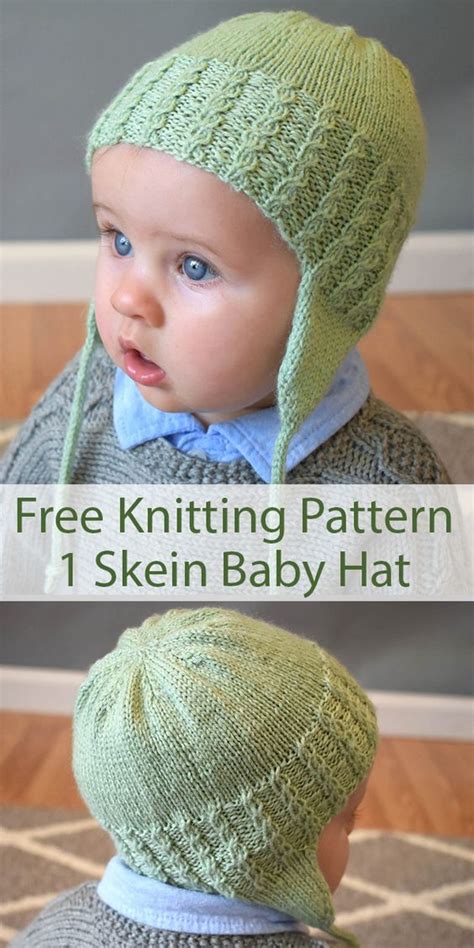 Free Knitting Pattern For One Skein Trailhopper Baby Hat Earflap Baby