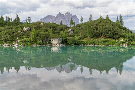 Lake Sorapis By Cadini Mountain Group On Cortina Dampezzo